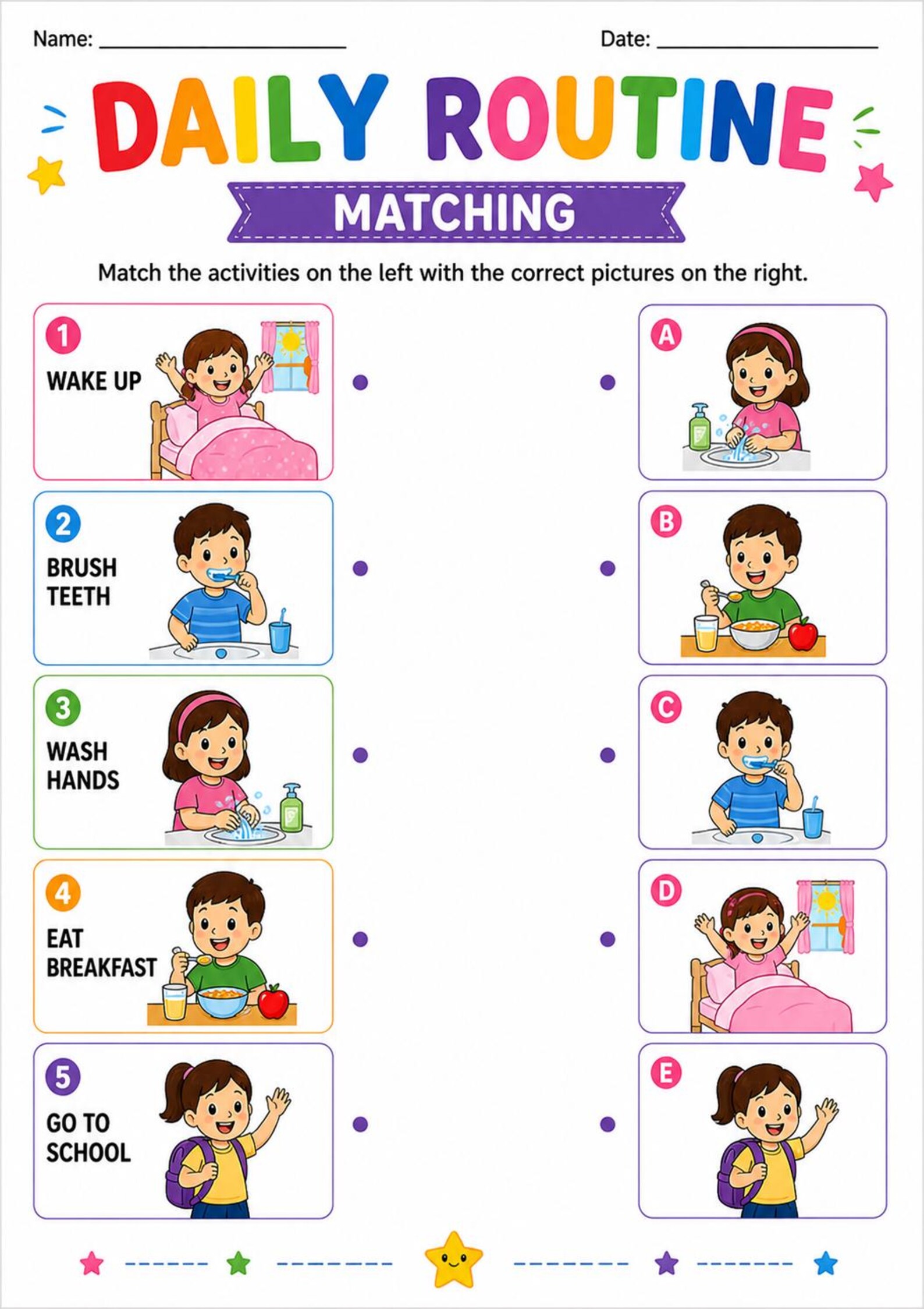 Daily Routine Project Work For Kids Daily Routine Worksheets for Kids Ages 3-6 | Preschool Printable PDF ...