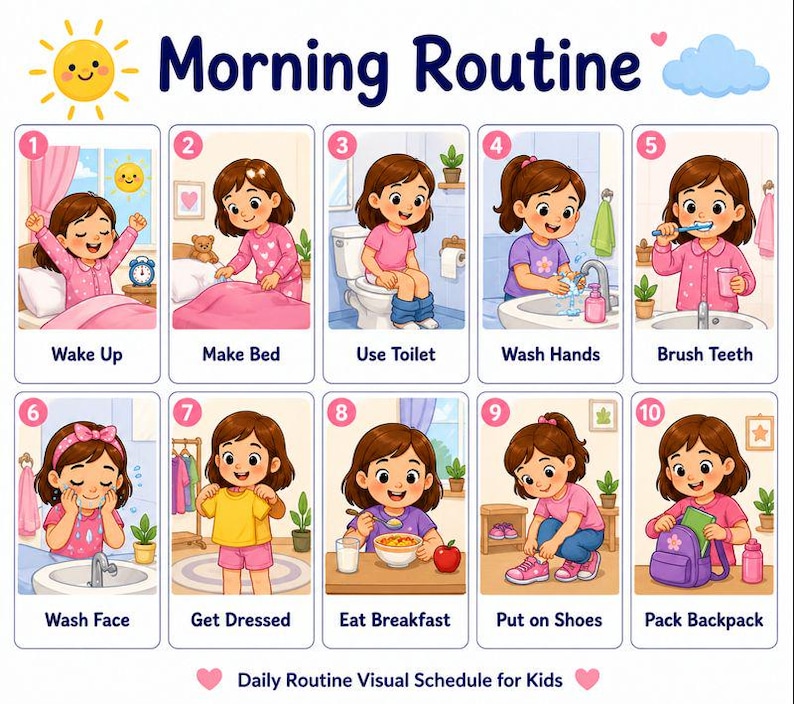 Ten Daily Routine Daily Routine 5 A4 Visual Cards PDF for Kids - Etsy