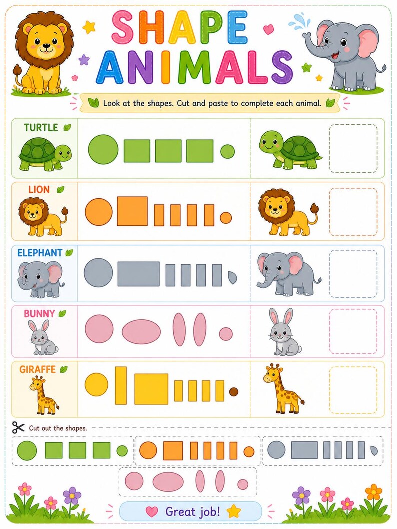 Animal Busy Book Printable PDF for Kids | 5 Preschool Worksheets A4 ...