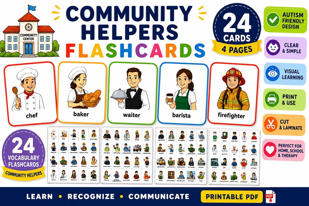 120 Community Helpers Flashcards Printable PDF for Kids | Preschool ...