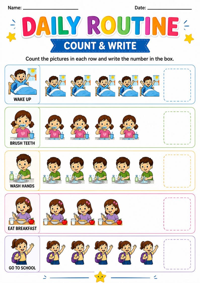 Daily Routine Worksheets for Kids Ages 3-6 | Preschool Printable PDF ...