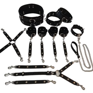 Kit Bondage Fétichiste - Menottes Pour Poignets Et Chevilles + Collier Réglable - Jeu érotique Neuf