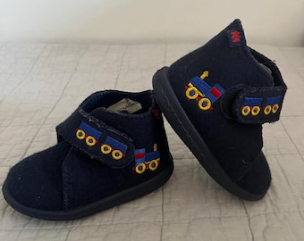 Botas de tren vintage Elefanten de lana azul marino, talla EU 19, fabricadas en Eslovaquia.