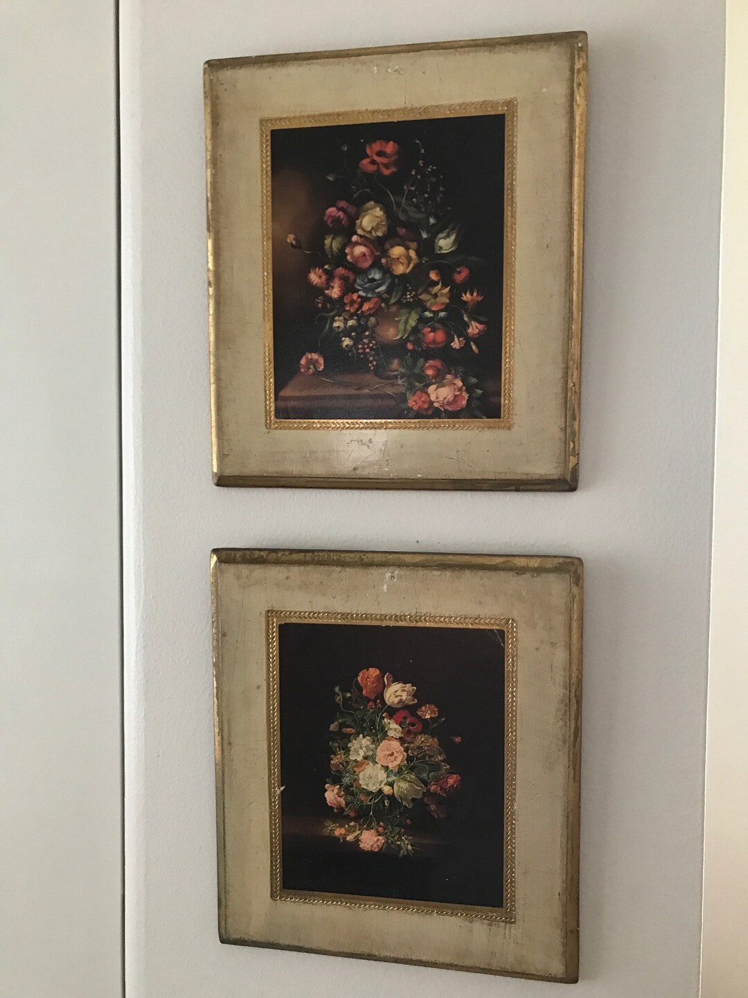 Vintage Wood Florentine Wall Plaques Gold Trim - Etsy