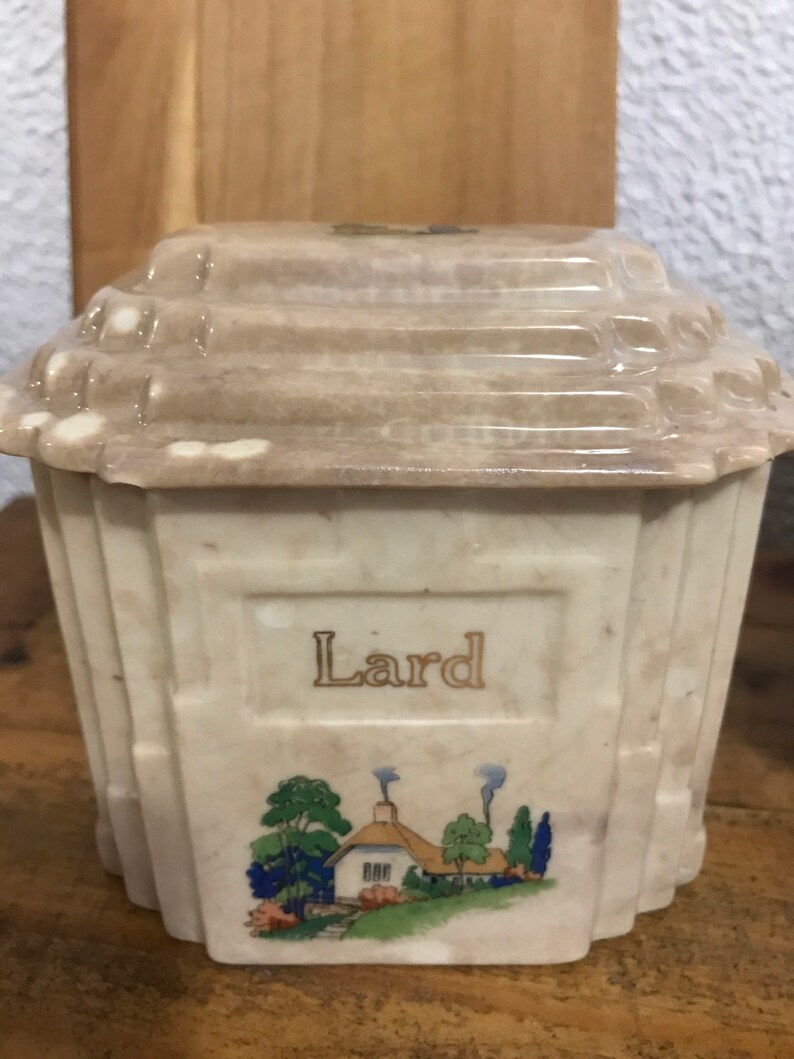 Vintage Lard Storage Container Ceramic With Lid Etsy