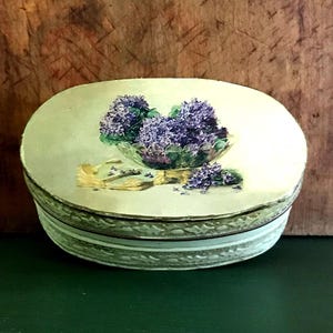Keepsake Container Lilacs In Bowl Tin Storage Vanity Gift