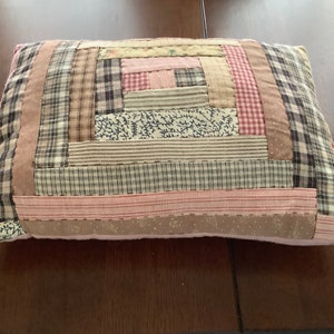 Cute Hand Quilted Small Accent Pillow Multicolored Squares image 1