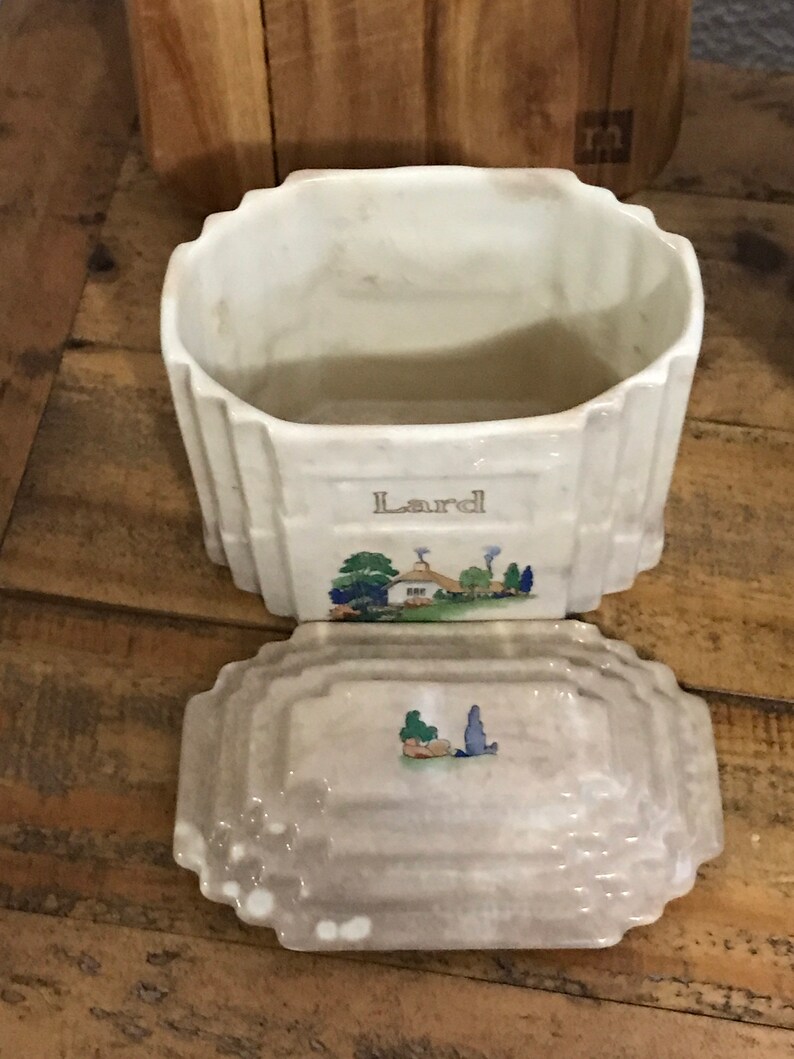 Vintage Lard Storage Container Ceramic With Lid Etsy