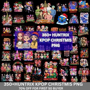 350+ Kpop Demon Hunters Christmas PNG Bundle, Anime Huntrix Suit Boys Derpy Clipart, Cute Holiday Digital Download for Shirts Mugs Stickers