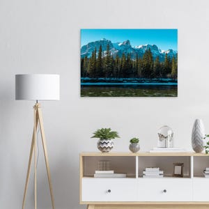 Canmore Alberta Canvas Print | Bow River Rundle Mountains Landscape Art