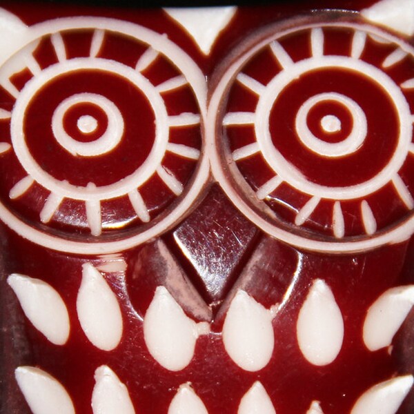 Carved Owl Drawer Pull Cabinet / Furniture KNOB handle Red HOOT