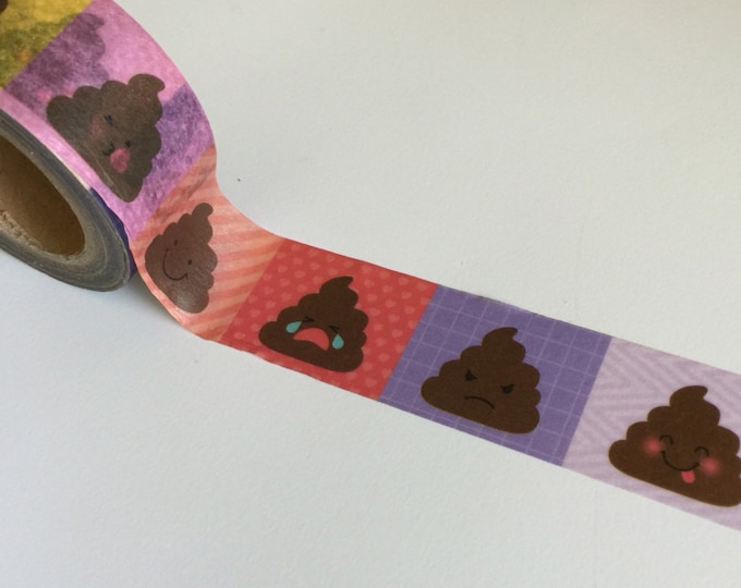 Poo Emoji Washi Tape Roll Rainbow Poop Emojis Faces Patterned Color