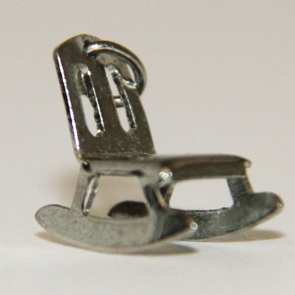 Sterling Silver ROCKING CHAIR CHARM Vintage 70s  Rocker Tiny Pendant