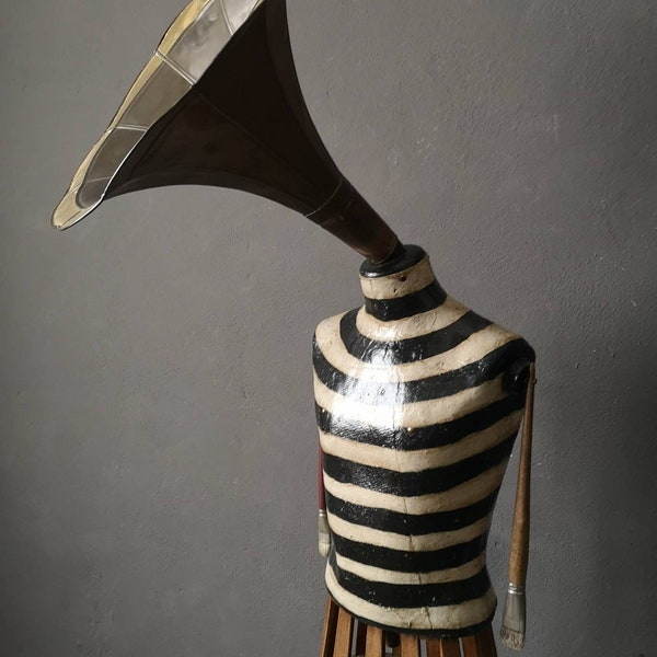 Striped Torso (II) found art mannequin assemblage