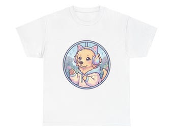 Gezellig Golden Retriever-shirt voor gamer | Kawaii pastelkleurige regenachtige venster-T-shirt | Comfortkleuren gamingcadeau