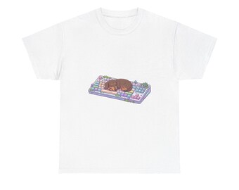Teckel Gamer T-shirt | Kawaii Sleeping Dog, mechanisch toetsenbord