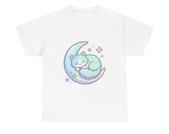 Kawaii Cat Moon-T-shirt, Gamer Pastel Comfort Colors-T-shirt