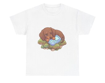 Gezellig shirt voor gamer teckel | Kawaii pastel paddenstoel hondengaming-shirt | Comfort Colors Napping Weiner Dog-cadeau