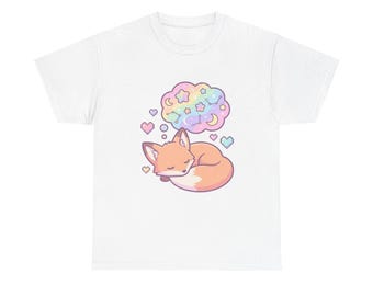 Gezellig Gamer Fox-T-shirt – Kawaii pastelsterren, T-shirt met comfortabele kleuren