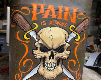 Hand painted Garage Art &quot;pain&quot; Vintage fuel can