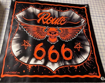Lumpy’s Garage, “666” 24”x24” printed vinyl banner