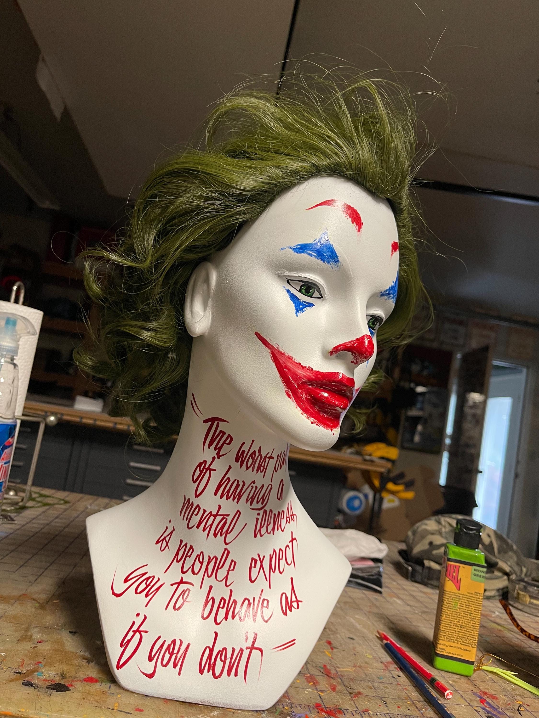 Hand painted Garage Art “joker" vintage 16” tall mannequin head