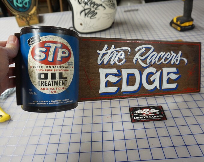 Hand Painted Garage Art the Racers Edge Rustic Oil Etsy