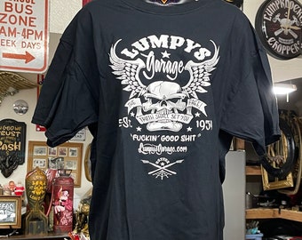 Lumpy's Garage black tshirt and sticker pack