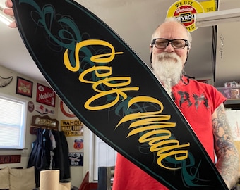 Hand painted Garage Art "self made” painted mini surf board wall hanger