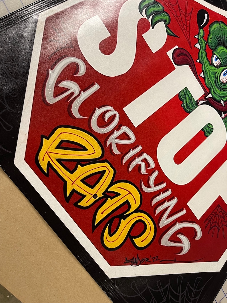 The Good Rats Lettering Lumpy’s Garage, “ Stop Glorifying Rats” 24”x24” Printed Vinyl Banner - Etsy