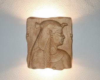 Handgemaakte houten wandlamp Egyptische koningin, schansverlichting