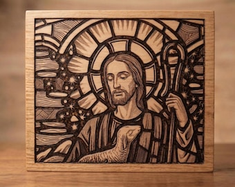Representación artística de Jesucristo tallado en madera