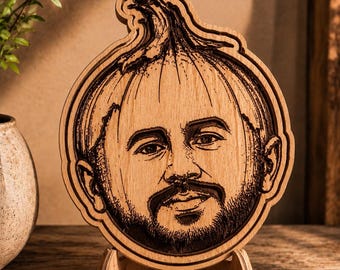 Aangepaste foto voor groenteportret, uienkop