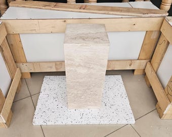 Elegant Travertine Coffee Table Side Table End Table Natural Marble Plinth Handmade Modern Stone Nightstand Home Decor Accent Piece