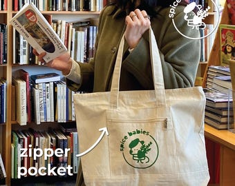 Tote Bag with Zipper and Pockets for Daily Use/Groceries/Books/Shopping - Spice Babies