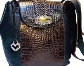 Brighton Vintage Women's 921501 Leather Croc Shoulder Bag