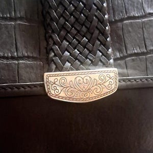 Bolso bandolera organizador vintage Brighton de piel de cocodrilo en negro y marrón imagen 8