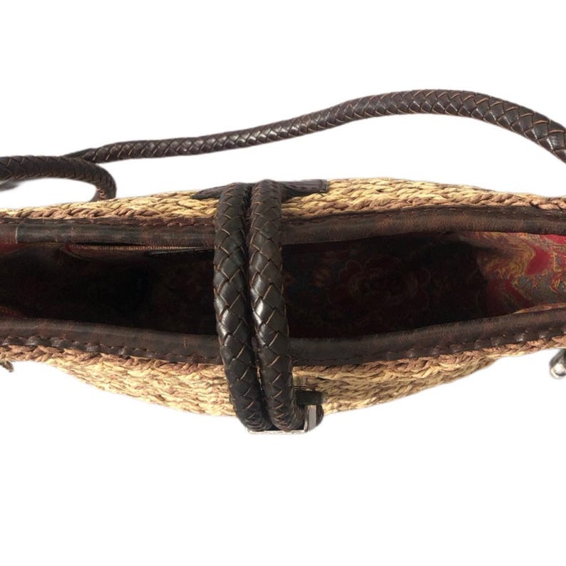 Brighton Vintage Straw Leather Crossbody Bag image 3