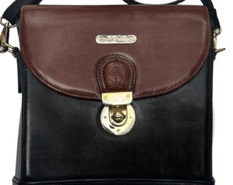 Ralph Lauren Vintage Black/Tan Leather  Crossbody Bag