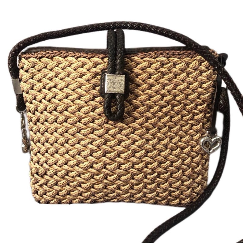 Brighton Vintage Straw Leather Crossbody Bag image 1