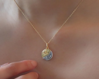 Colar Sol e Lua, Colar da Amizade, Joias Combinando para Casal, Colar com Pingente Yin Yang, Presente de Natal
