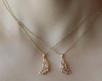 Sister Butterfly Necklace, Matching Sister Necklaces for 2, Sisters Jewelry, Butterfly Sister Gift, Birthday Gift for Sister