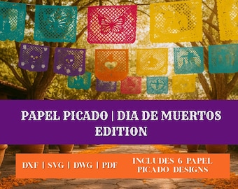 Papel Picado SVG Templates, Day of the Dead Cut Files (Digital Bundle)