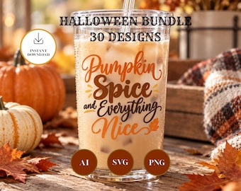 Halloween SVG-Bundle: 30 lustige Sprüche, Hexe, Geist, Totenkopf (Digitaler Download)