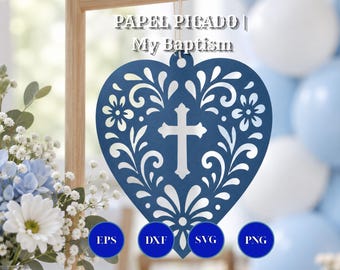 15 Baptism Papel Picado Cut Files: Floral Cross, Dove, Chapel (Digital Download)