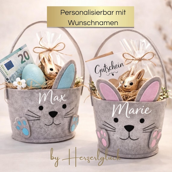 Osternest Filz personalisiert, Osternest Ideen, Ostergeschenke Jungs, Geldgeschenkverpackung Ostern, Osterkörbchen mit Wunschtext,