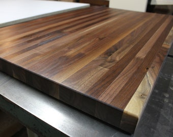 BLACK WALNUT Butcher Block Style Hardwood Panel - Unfinished - Custom Size for wood tabletops