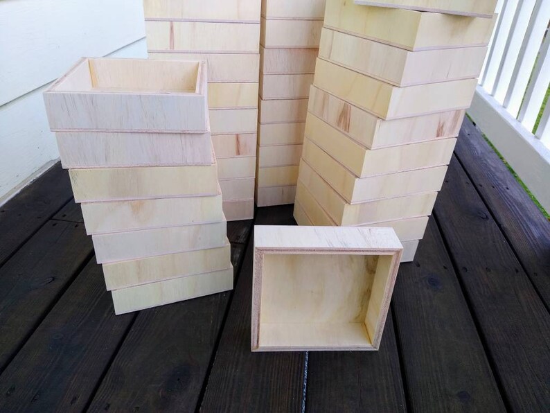 Wooden craft shadow boxes. 8x8x2 raw plywood bulk wholesale Etsy