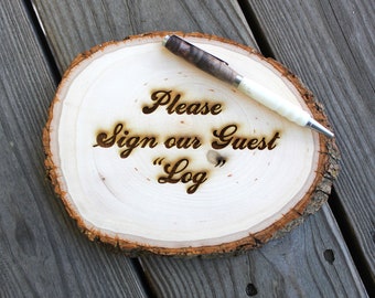 Sign our Guest Book - Rustic Wood Slice Slab