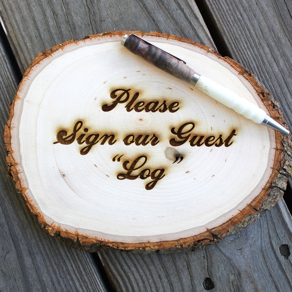 Sign our Guest Book - Rustic Wood Slice Slab